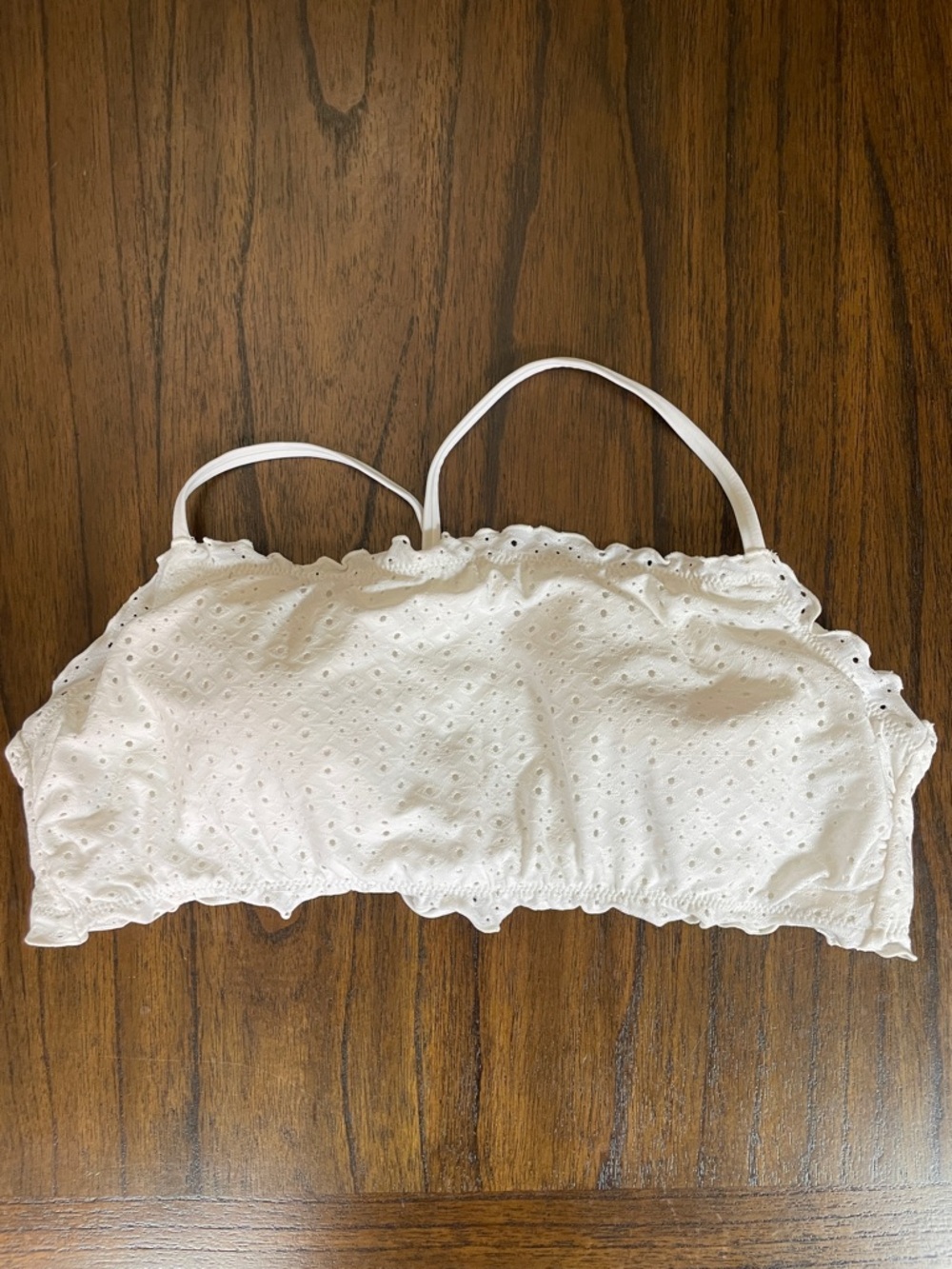 Juniors XL Xhilaration Solid White Eyelet Bikini Top